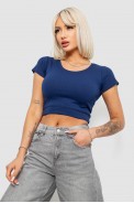 Топ жіночий однотонний в рубчик, колір синій, 214R262 оптом - фото № 2