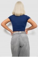 Топ жіночий однотонний в рубчик, колір синій, 214R262 оптом - фото № 3