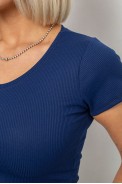 Топ жіночий однотонний в рубчик, колір синій, 214R262 оптом - фото № 4