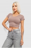 Топ жіночий однотонний в рубчик, колір мокко, 214R262 оптом - фото № 2