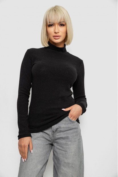 Гольф женский однотонный в рубчик, цвет черный, 257R101