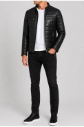 Куртка мужская однотонная экокожа, цвет черный, 243R1806 - фото № 1