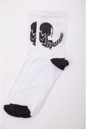 Білі жіночі шкарпетки, з малюнком, 167R520