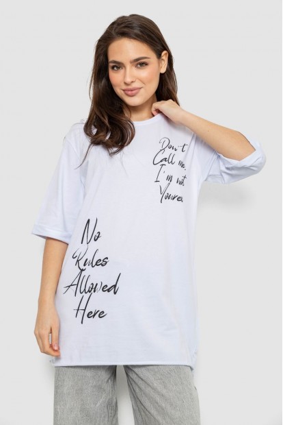 Футболка жіноча з принтом 0, колір білий, 244R1024-1