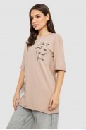 Футболка женская с принтом 0, цвет бежевый, 244R1024-1 - фото № 2