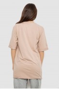 Футболка женская с принтом 0, цвет бежевый, 244R1024-1 - фото № 3