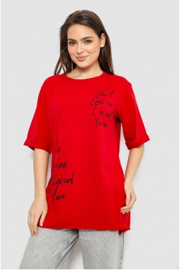 Футболка жіноча з принтом 0, колір червоний, 244R1024-1