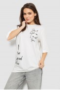 Футболка жіноча з принтом 0, колір молочний, 244R1024-1 оптом - фото № 0