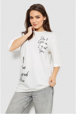 Футболка жіноча з принтом 0, колір молочний, 244R1024-1