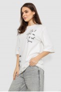 Футболка жіноча з принтом 0, колір молочний, 244R1024-1 оптом - фото № 2
