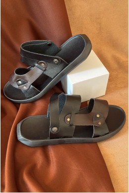 Сандалии мужские, цвет черно-коричневый, 214R77