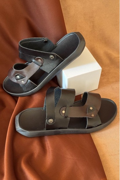 Сандалии мужские, цвет черно-коричневый, 214R77