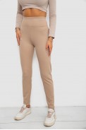 Лосины в рубчик на флисе, цвет бежевый, 244R1709-1 оптом - фото № 2