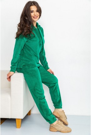 Спорт костюм женский велюровый батал, цвет зеленый, 112R597-1