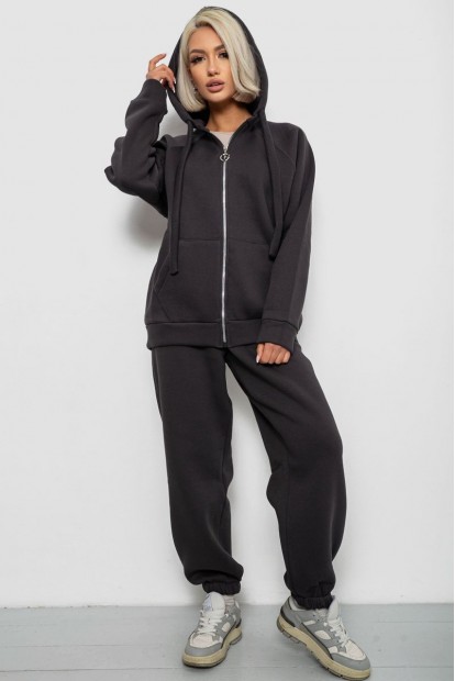 Спортивний костюм жіночий на флісі, колір грифельний, 247R1059