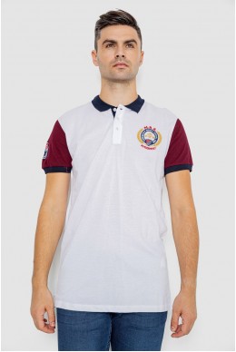 Поло мужское с принтом  -уценка, цвет белый, 247R317-U-11