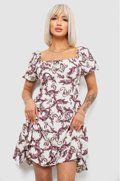 Платье женское с принтом софт, цвет молочный, 257R811-3