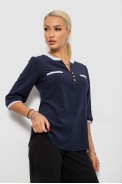 Блуза классическая   -уценка, цвет темно-синий, 230R051-U-8 - фото № 2