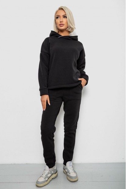 Спортивный костюм женский на флисе, цвет черный, 257R88