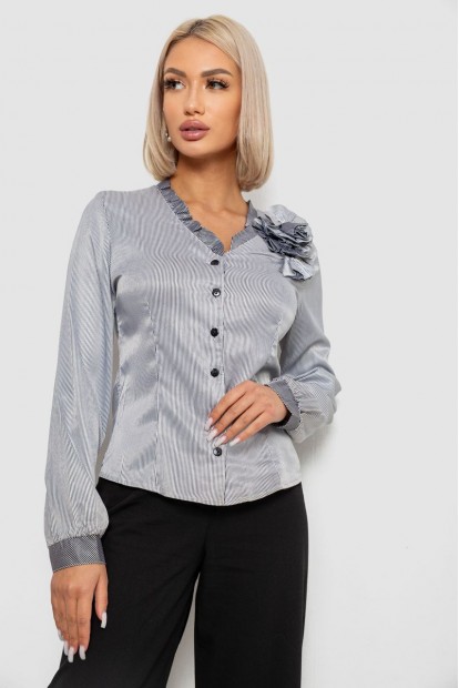 Блуза класична в смужку  -уцінка, колір чорно-білий, 230R067-U-1