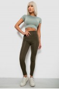 Лосини жіночі однотонні, колір хакі, 214R155 - фото № 1
