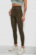 Лосини жіночі однотонні, колір хакі, 214R155 - фото № 2