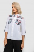 Рубашка классическая с принтом, цвет белый, 230R7212 - фото № 2