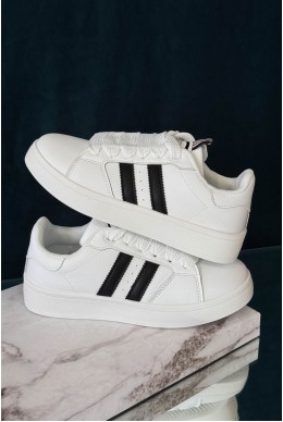 Кросівки жіночі екошкіра, колір біло-чорний, 248RJH300-12