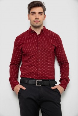 Сорочка чоловіча з принтом  -уцінка, колір бордовий, 214R7365-U