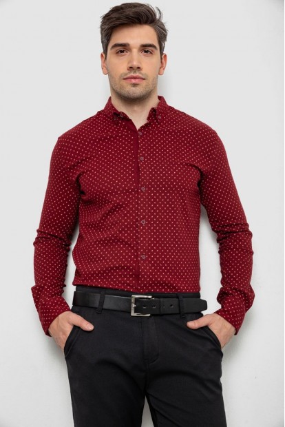 Сорочка чоловіча з принтом  -уцінка, колір бордовий, 214R7365-U