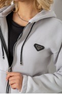 Спортивний костюм жіночий на флісі на блискавці  -уцінка, колір світло-сірий, 247R1060-U-84 - фото № 4