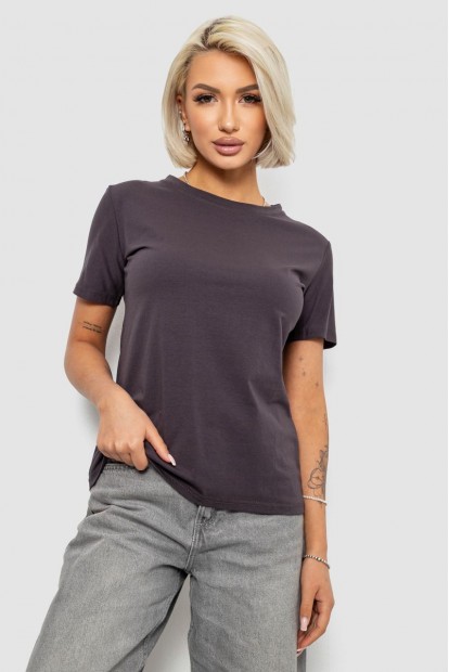 Футболка женская однотонная, цвет темно-серый, 204R3333