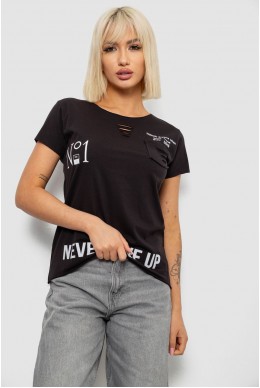 Футболка женская с принтом, цвет черный, 244R2214-6