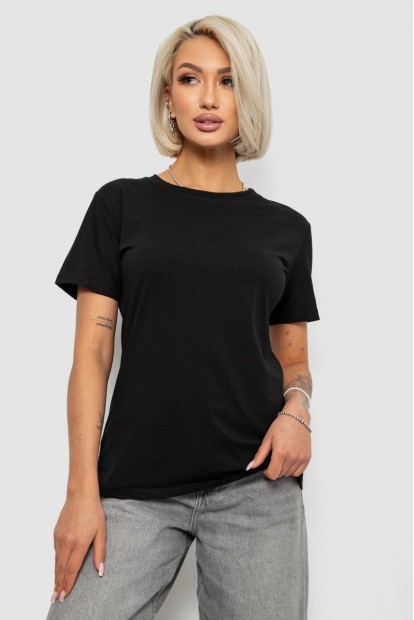 Футболка женская однотонная, цвет черный, 204R3333