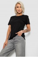 Футболка женская однотонная, цвет черный, 204R3333 - фото № 2