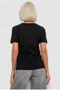 Футболка женская однотонная, цвет черный, 204R3333 - фото № 3