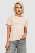 Футболка женская однотонная, цвет светло-бежевый, 204R3333 - фото № 0