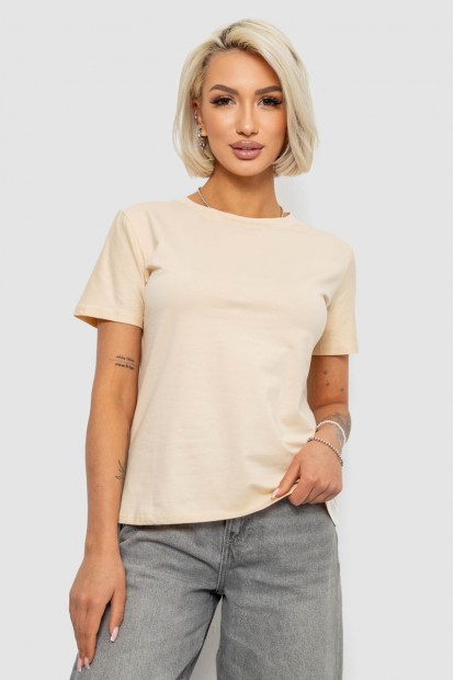 Футболка женская однотонная, цвет светло-бежевый, 204R3333
