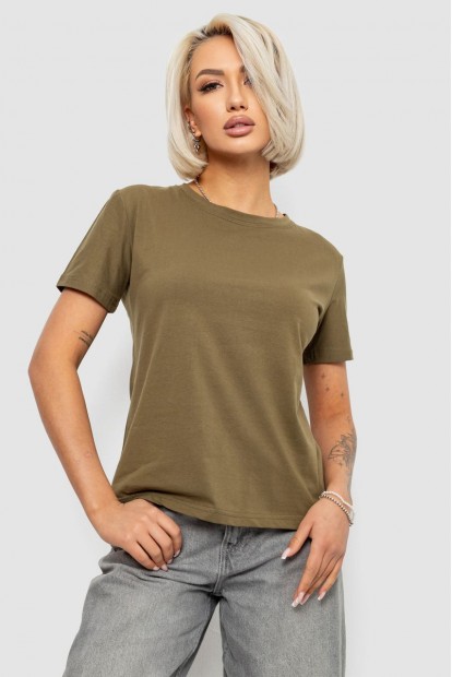 Футболка женская однотонная, цвет хаки, 204R3333