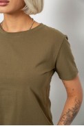 Футболка женская однотонная, цвет хаки, 204R3333 - фото № 4