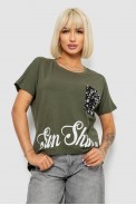 Футболка женская с принтом, цвет хаки, 244R2057 - фото № 0