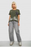Футболка женская с принтом, цвет хаки, 244R2057 - фото № 1