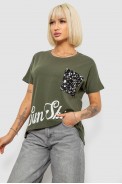 Футболка женская с принтом, цвет хаки, 244R2057 - фото № 2