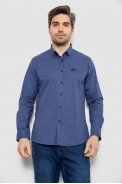 Сорочка чоловіча в клітку з принтом, колір джинс, 186RM04 - фото № 0