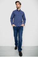 Сорочка чоловіча в клітку з принтом, колір джинс, 186RM04 - фото № 1