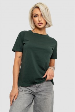 Футболка женская однотонная, цвет темно-зеленый, 204R3333