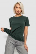 Футболка женская однотонная, цвет темно-зеленый, 204R3333 - фото № 2