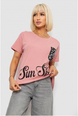 Футболка женская с принтом, цвет пудровый, 244R2057