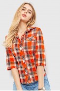 Сорочка жіноча в клітку, колір оранжево-сірий, 230R063 оптом - фото № 1