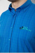 Рубашка мужская в клетку c принтом, цвет электрик, 186RM04 - фото № 4